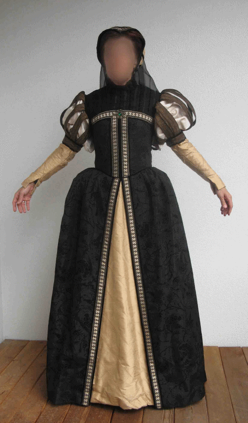 Renaissancekleid schwarz/gold/beige